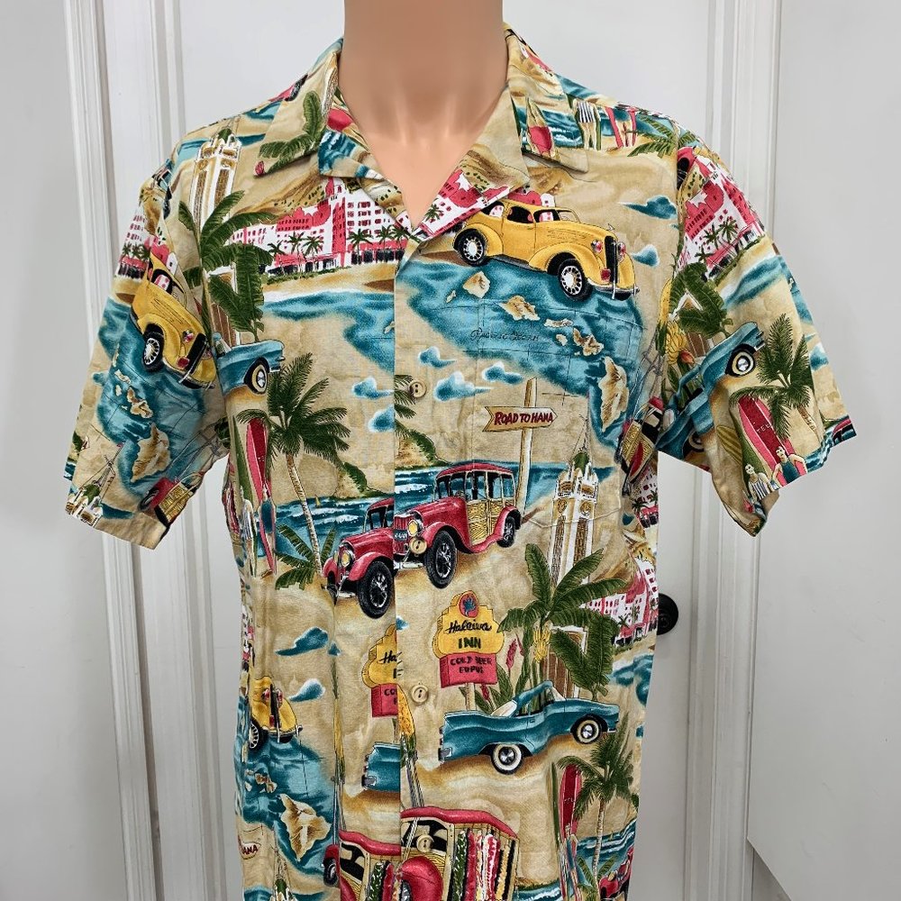 Kole Kole Vintage Hawaiian panel cars Shirt button